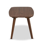 Table basse style moderniste du milieu du siècle en noyer – Bois d'hévéa massif avec pieds inclinés