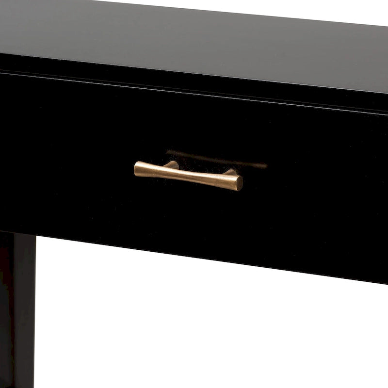 Console bohème moderne avec tiroir et étagères en corde tressée – Noir et naturel