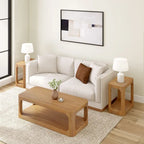 Table basse rectangulaire en bois de pin massif avec étagère de rangement inférieure