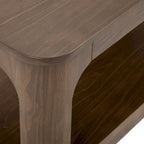 Table basse rectangulaire en bois de pin massif avec étagère de rangement inférieure