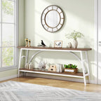 Console double plateau extra longue avec cadre en acier pour entrée, salon et couloir