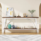 Console double plateau extra longue avec cadre en acier pour entrée, salon et couloir