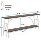 Console double plateau extra longue avec cadre en acier pour entrée, salon et couloir