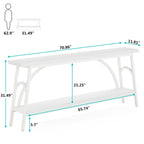 Console double plateau extra longue avec cadre en acier pour entrée, salon et couloir