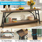 Console double plateau extra longue avec cadre en acier pour entrée, salon et couloir