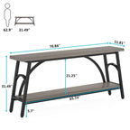 Console double plateau extra longue avec cadre en acier pour entrée, salon et couloir