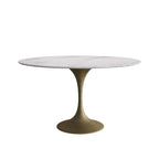 Table à manger ronde en pierre frittée avec piédestal en fer