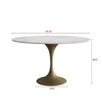 Table à manger ronde en pierre frittée avec piédestal en fer