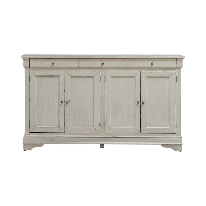 Buffet d'entrée brossé avec tiroirs et étagères réglables – Bois d'acacia