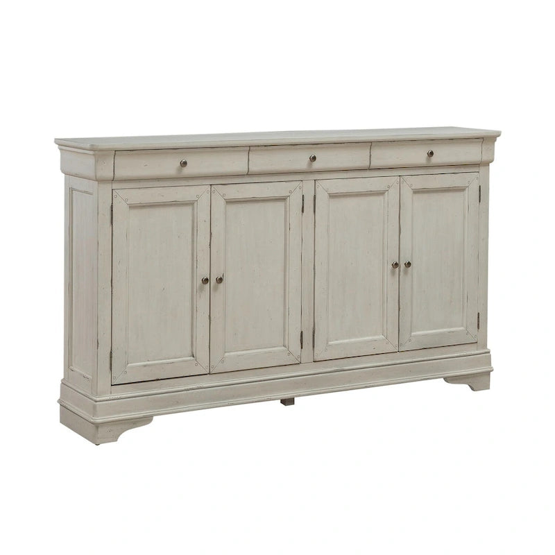 Buffet d'entrée brossé avec tiroirs et étagères réglables – Bois d'acacia