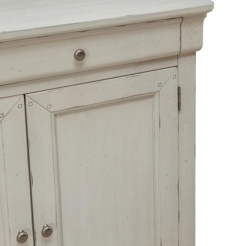 Buffet d'entrée brossé avec tiroirs et étagères réglables – Bois d'acacia