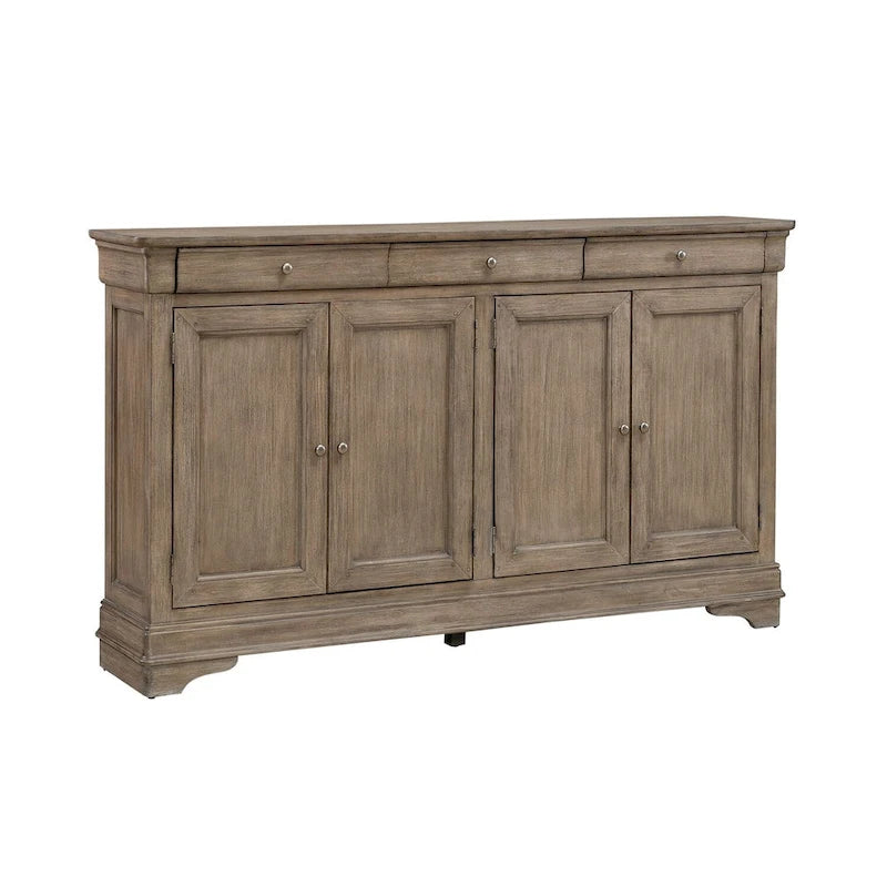 Buffet d'entrée brossé avec tiroirs et étagères réglables – Bois d'acacia