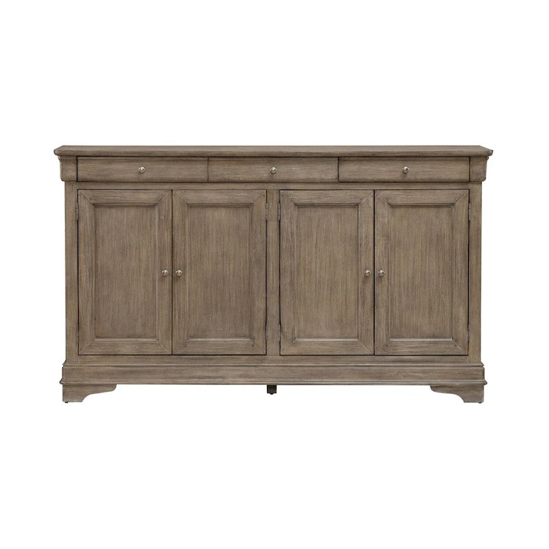 Buffet d'entrée brossé avec tiroirs et étagères réglables – Bois d'acacia