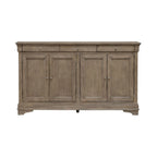 Buffet d'entrée brossé avec tiroirs et étagères réglables – Bois d'acacia