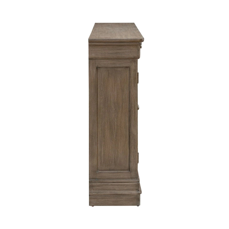 Buffet d'entrée brossé avec tiroirs et étagères réglables – Bois d'acacia