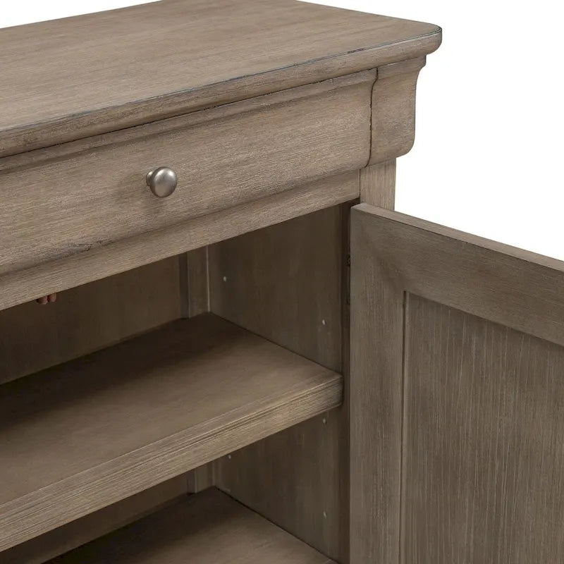 Buffet d'entrée brossé avec tiroirs et étagères réglables – Bois d'acacia