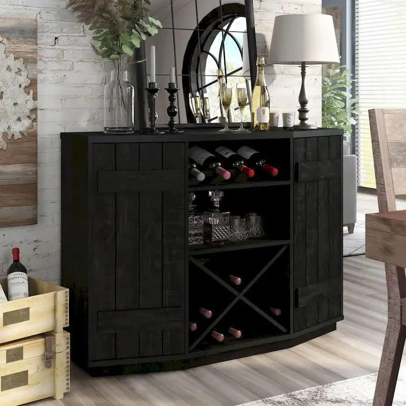 Meuble de rangement pour vins, style planche de ferme, avec casier en X – 28 bouteilles, 119 cm