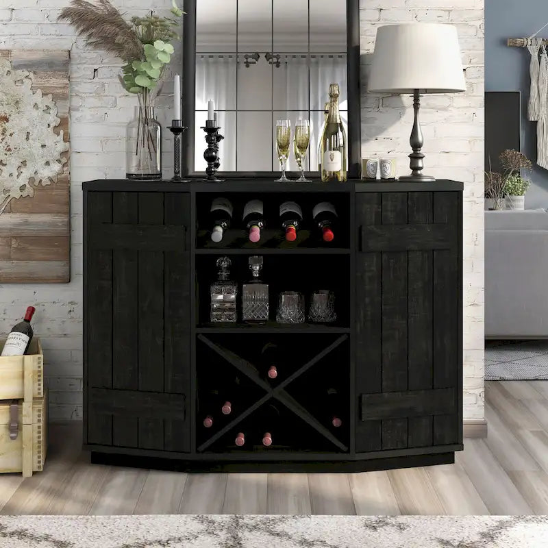 Meuble de rangement pour vins, style planche de ferme, avec casier en X – 28 bouteilles, 119 cm