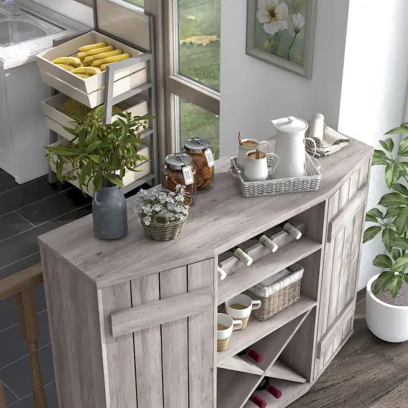 Meuble de rangement pour vins, style planche de ferme, avec casier en X – 28 bouteilles, 119 cm