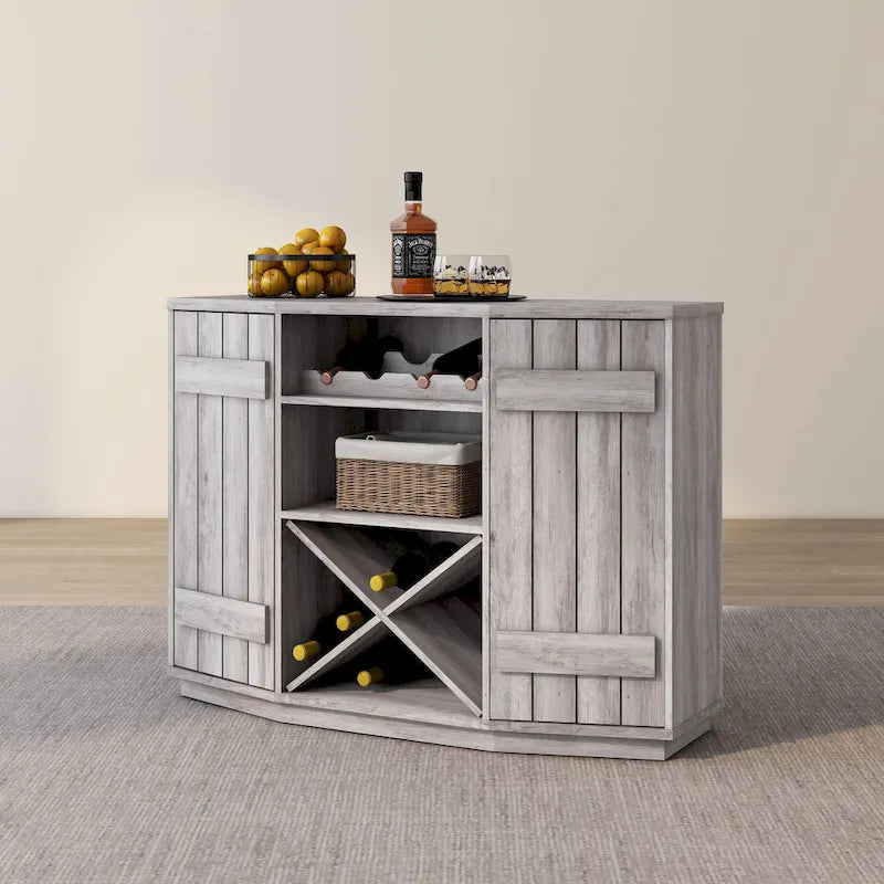 Meuble de rangement pour vins, style planche de ferme, avec casier en X – 28 bouteilles, 119 cm