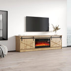 Meuble TV avec cheminée électrique et rangement, convient jusqu'à 90 pouces