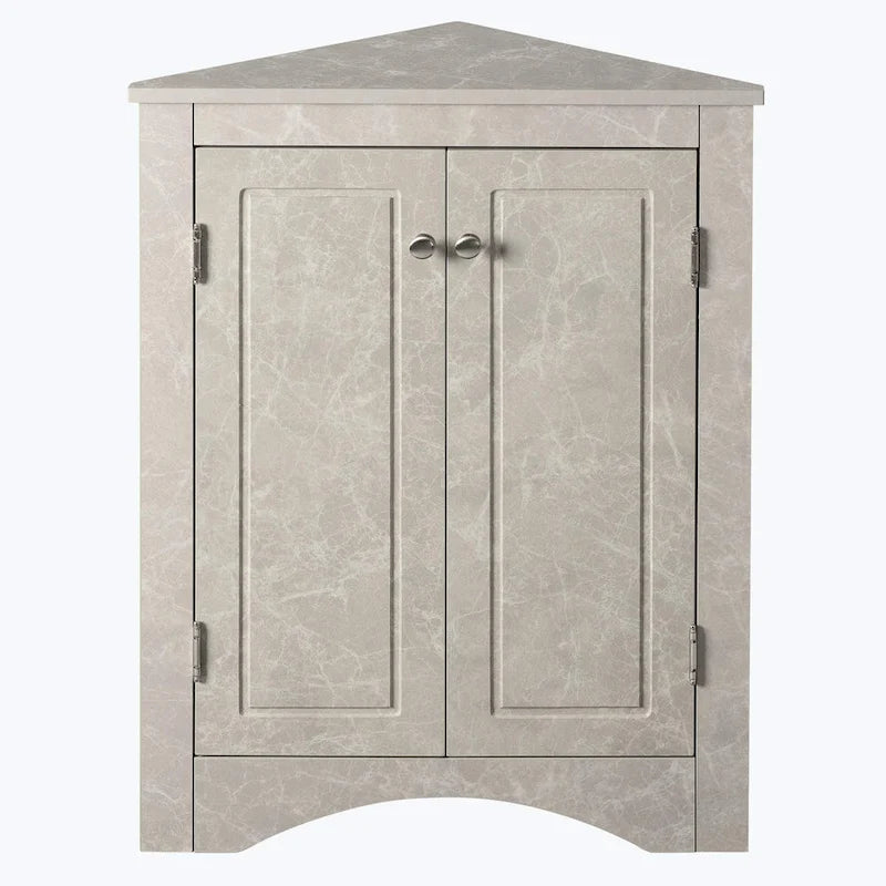 Meuble d'angle de salle de bain triangulaire avec étagères réglables