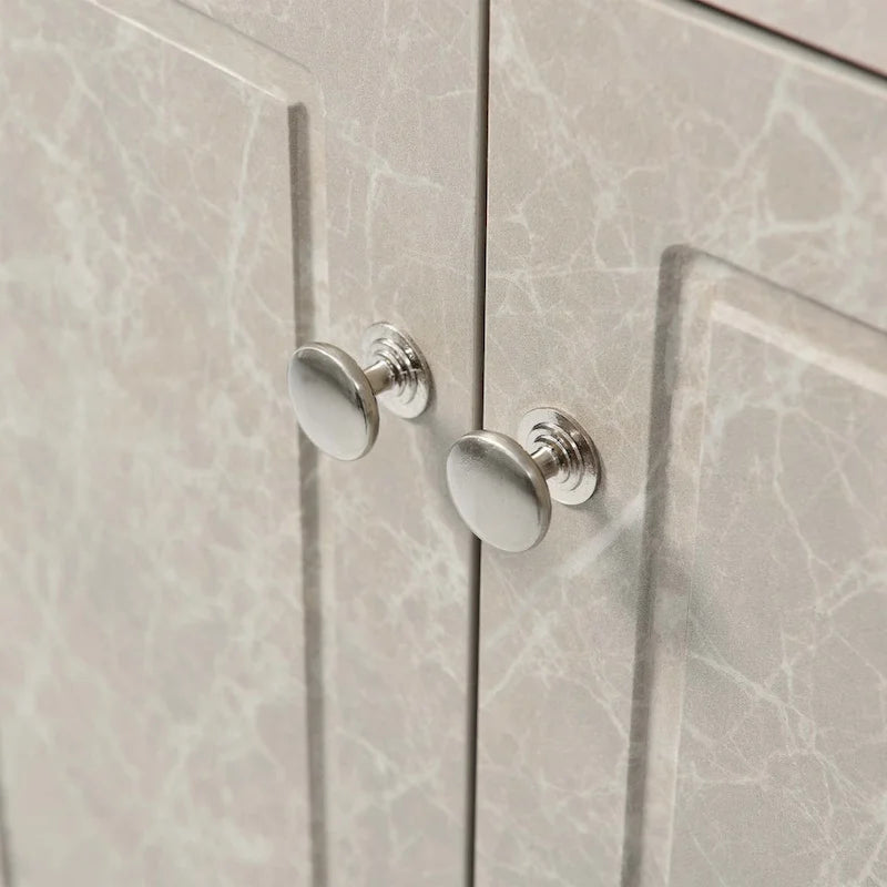 Meuble d'angle de salle de bain triangulaire avec étagères réglables