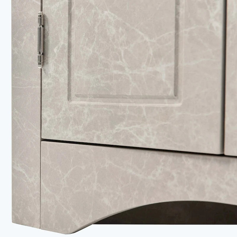Meuble d'angle de salle de bain triangulaire avec étagères réglables