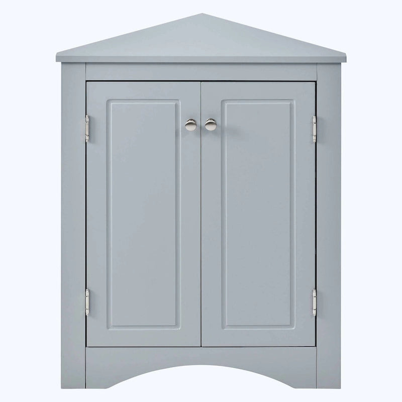 Meuble d'angle de salle de bain triangulaire avec étagères réglables