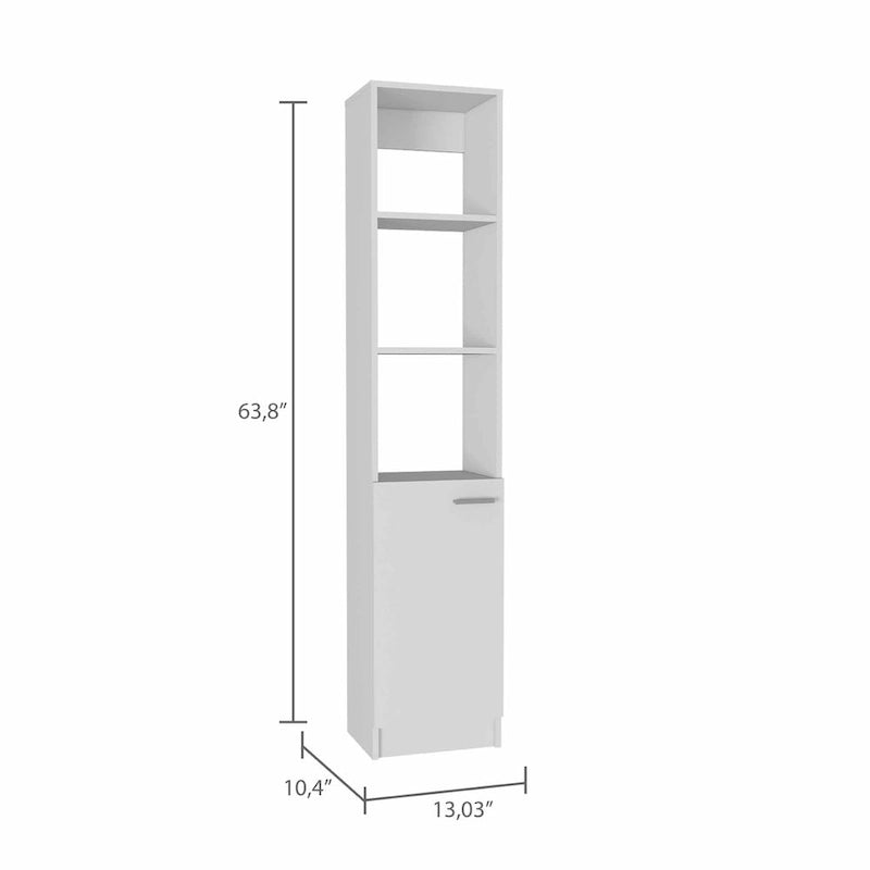 Meuble de rangement haut en lin avec étagères ouvertes et compartiment à porte