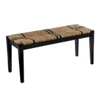 Banc en jonc de mer tressé avec cadre en bois noir