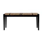 Banc en jonc de mer tressé avec cadre en bois noir