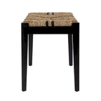 Banc en jonc de mer tressé avec cadre en bois noir