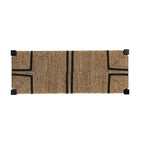 Banc en jonc de mer tressé avec cadre en bois noir