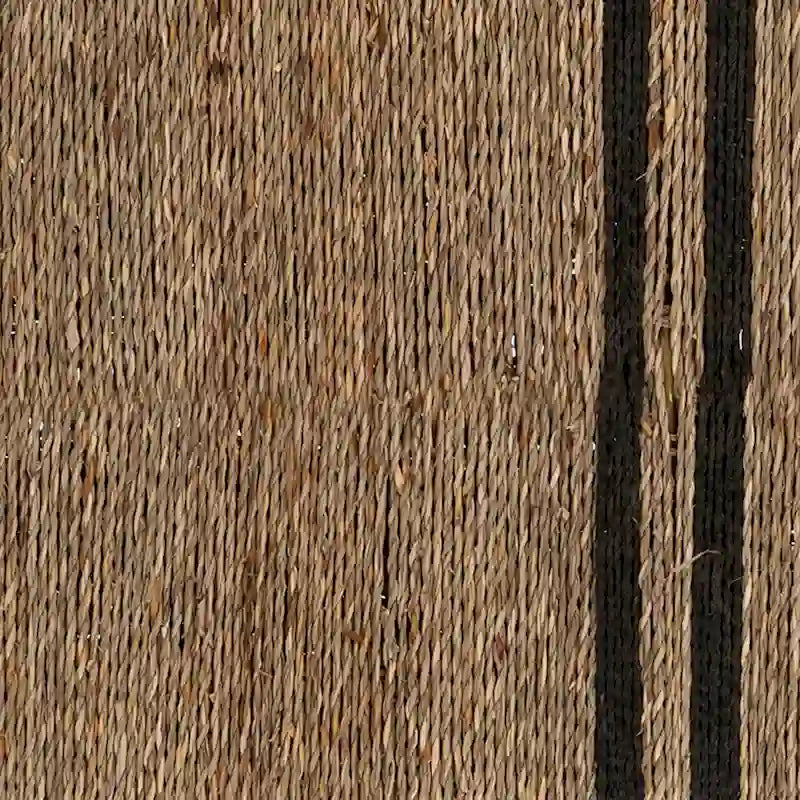Banc en jonc de mer tressé avec cadre en bois noir