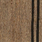 Banc en jonc de mer tressé avec cadre en bois noir
