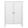 White Double Doors Adjustable Freestanding Bathroom Cabinet - 23.62 x 11.81 x 31.50