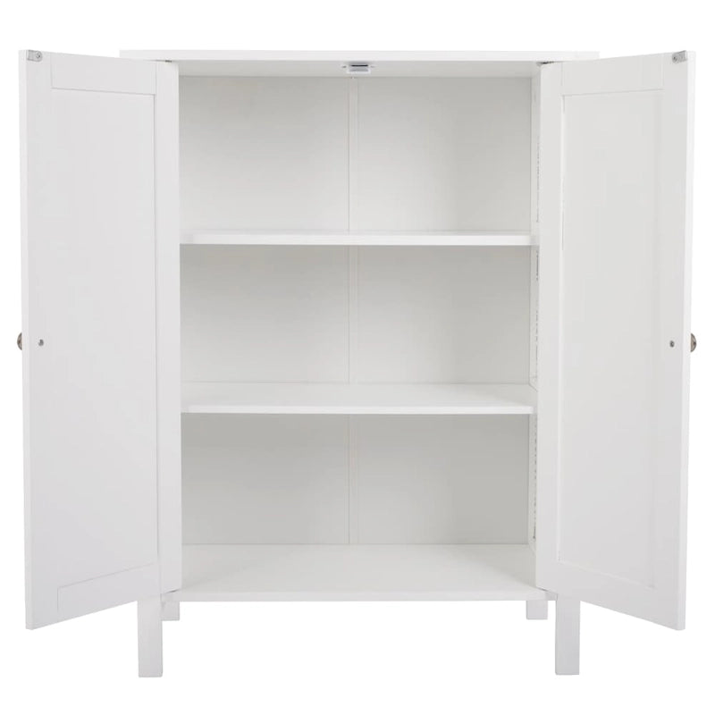 Meuble de rangement de salle de bain autoportant à deux portes – Blanc brillant