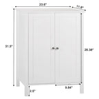 Meuble de rangement de salle de bain autoportant à deux portes – Blanc brillant