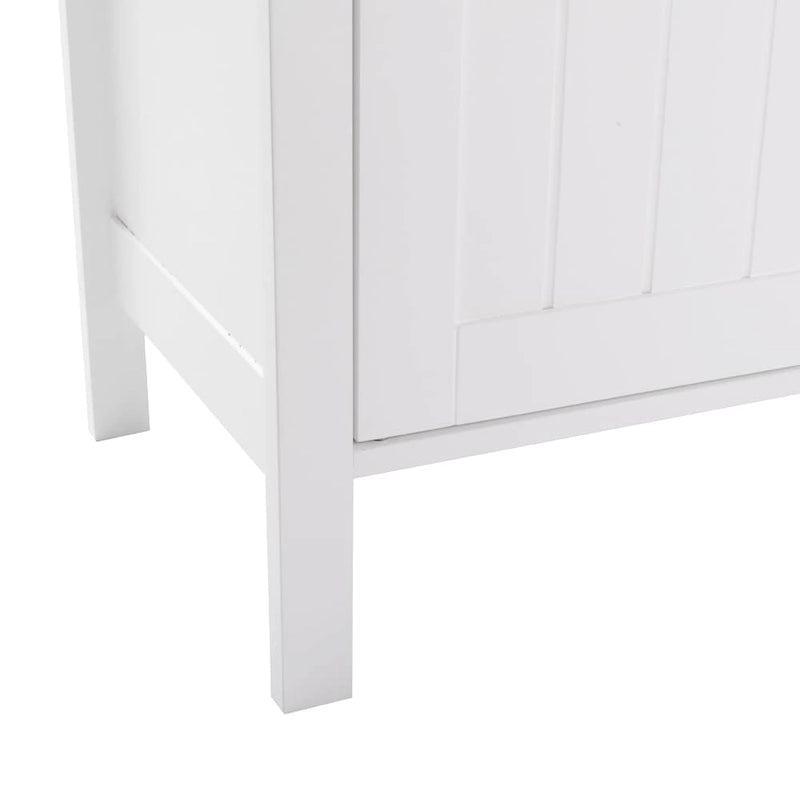 Meuble de rangement de salle de bain autoportant à deux portes – Blanc brillant