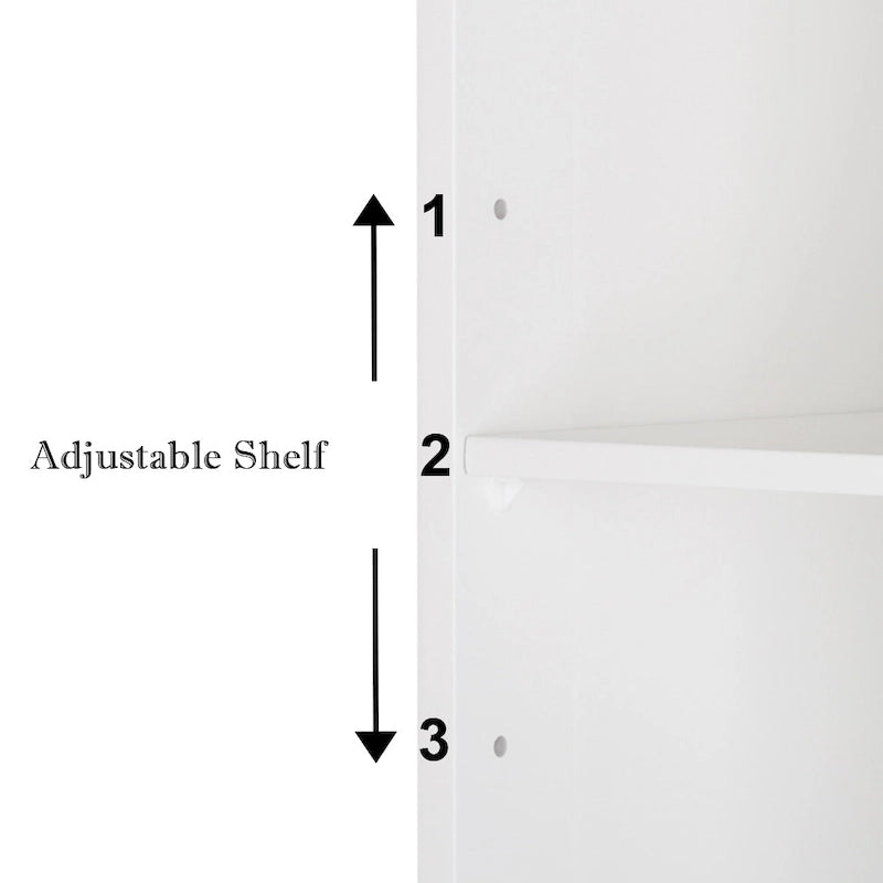Meuble de rangement de salle de bain autoportant à deux portes – Blanc brillant