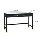 Bureau en rotin avec plateau en verre et tiroirs à fermeture douce
