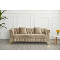 Canapé Chesterfield en velours avec capitonnage, accoudoirs évasés et clous décoratifs