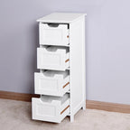 Meuble de Rangement Mince à 4 Tiroirs en MDF Blanc pour Salle de Bain, Chambre et Salon