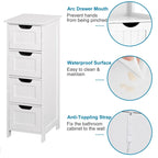 Meuble de Rangement Mince à 4 Tiroirs en MDF Blanc pour Salle de Bain, Chambre et Salon
