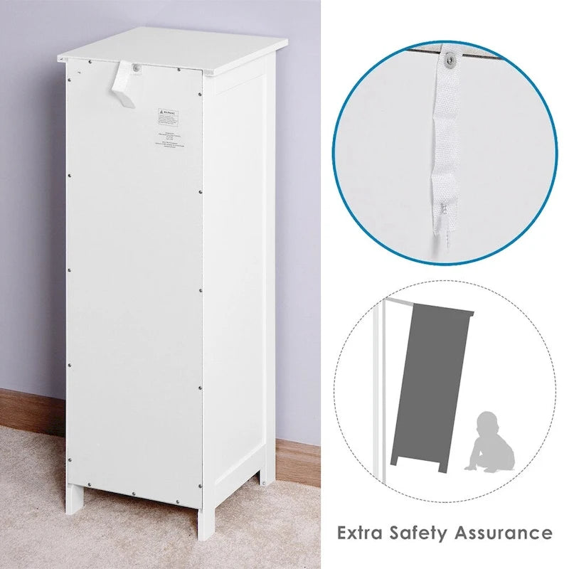 Meuble de Rangement Mince à 4 Tiroirs en MDF Blanc pour Salle de Bain, Chambre et Salon