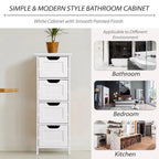 Meuble de Rangement Mince à 4 Tiroirs en MDF Blanc pour Salle de Bain, Chambre et Salon