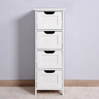 Meuble de Rangement Mince à 4 Tiroirs en MDF Blanc pour Salle de Bain, Chambre et Salon