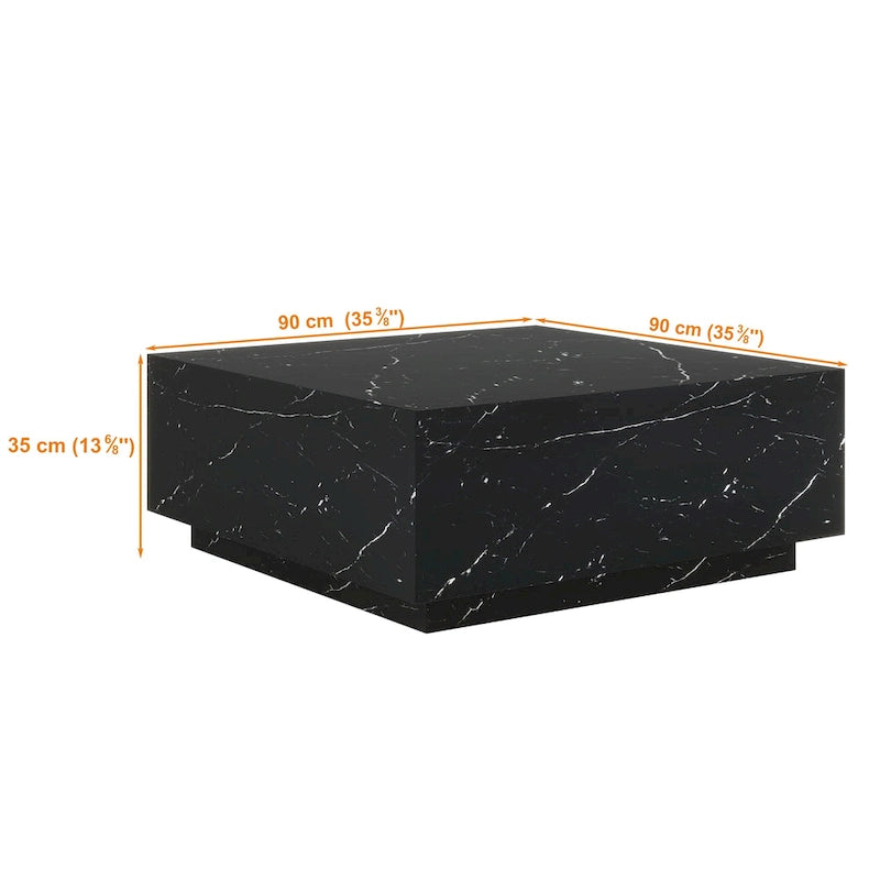 Table basse carrée en faux marbre au design discret