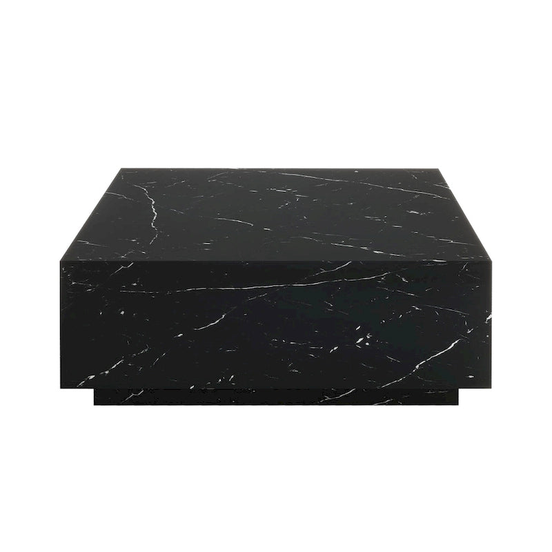Table basse carrée en faux marbre au design discret